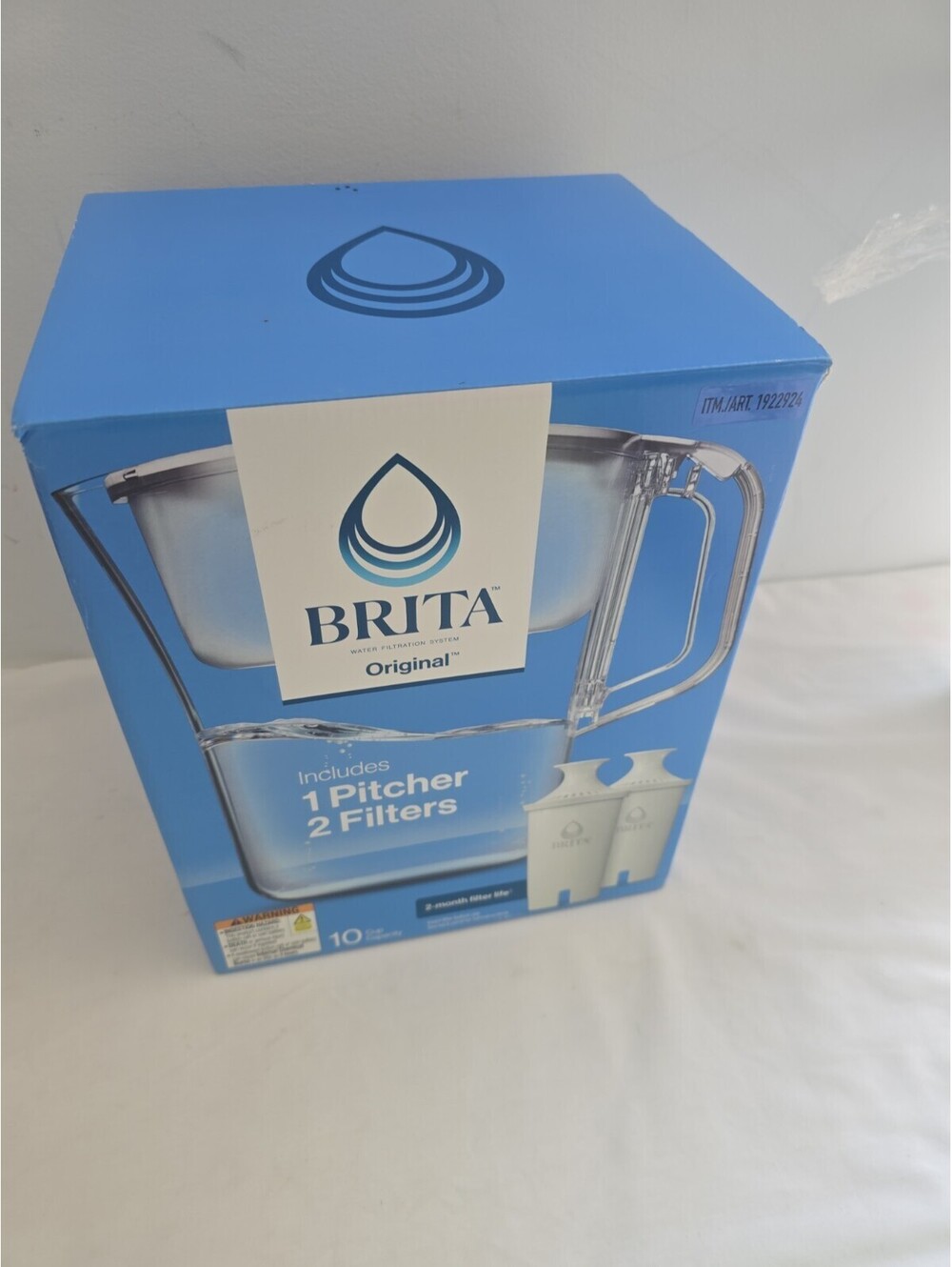 Brita Champlain 10-Cup Water Filter Pitcher + 2 Filters, NEW -